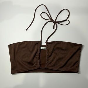 Brown Crop Top with Adjustable Tie
